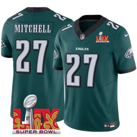 Men's Philadelphia Eagles #27 Quinyon Mitchell Green 2025 Super Bowl LIX Patch New F.U.S.E. Vapor Untouchable Limited Stitched Football Jersey